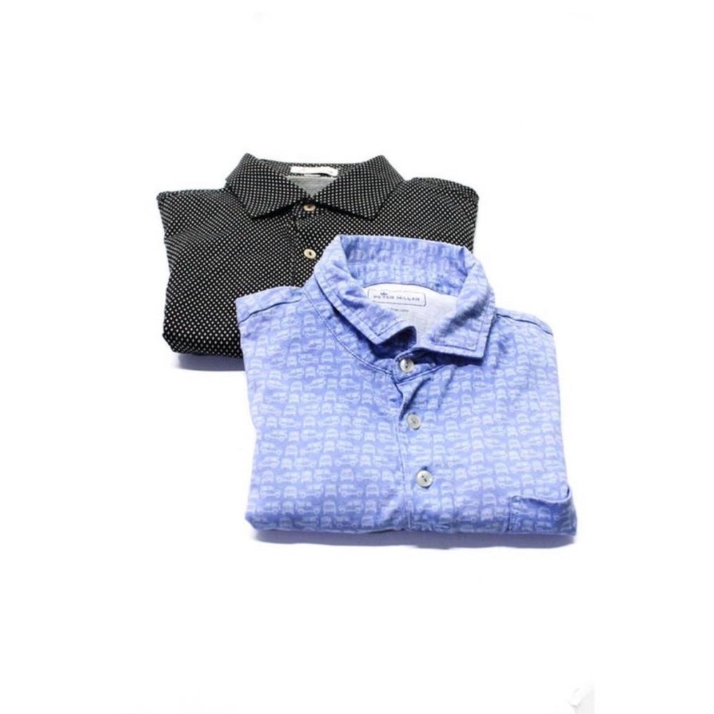 Peter Millar Mens Graphic Short Sleeved Polo Shirts Blue Black Size S Lot 2